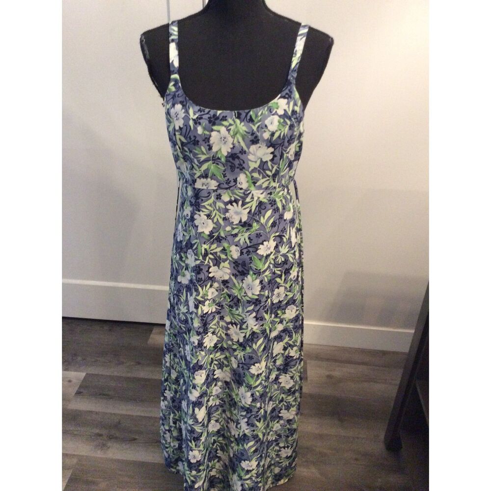 Y2K Floral All That Jazz Slip Maxi Dress Blue Juniors 7/8 Fairy Cottagecore EUC